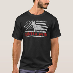 Mens French Bulldog Dad Distressed American Flag F T-Shirt