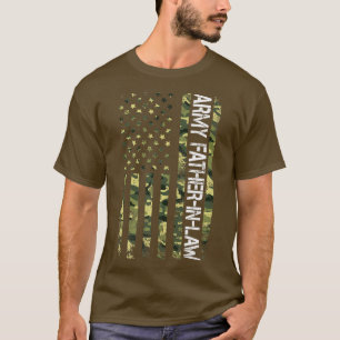 Mens Fun Army FatherInLaw American Flag Camoue Fat T-Shirt