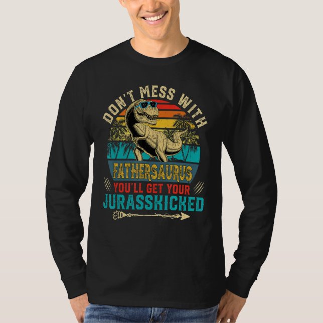 Mens Fun Distressed Fathersaurus Dinosaur Rex Fath T-Shirt (Front)