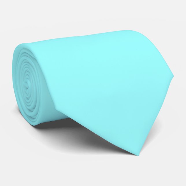Mens Funky Cool Aqua Blue Plain Silky Neck Tie (Rolled)