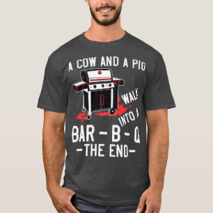 Mens Funny BBQ Barbeque Joke Men A cow and a pig w T-Shirt