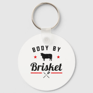Mens Funny Bbq Body By Brisket Grilling Or Smoking Key Ring