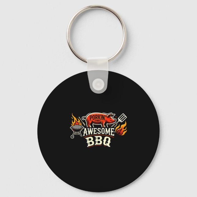 Mens funny bbq smoker meat smoking tools grilling key ring (Front)