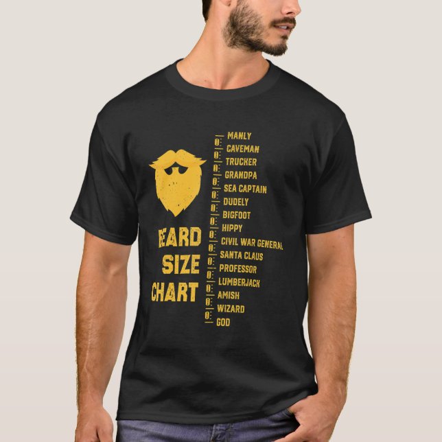 Mens Funny Beard Growth Chart Beard Measuring Tool T-Shirt (Front)