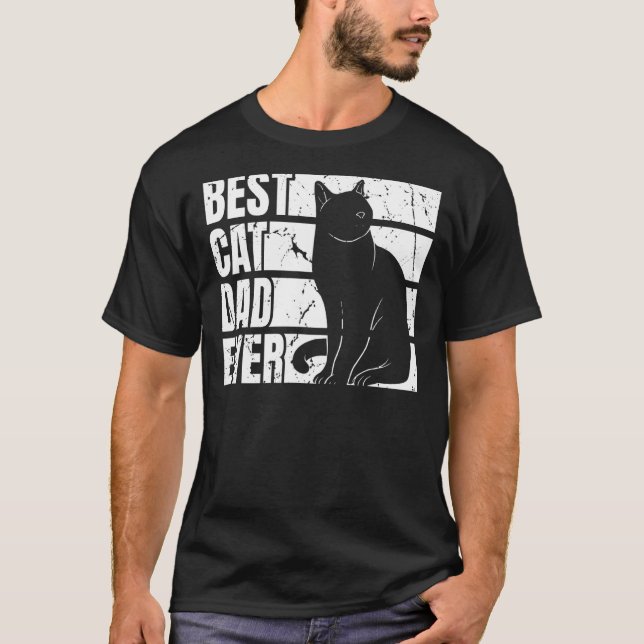 Mens Funny Best Cat  Dad Graphic Fathers and Men C T-Shirt (Front)