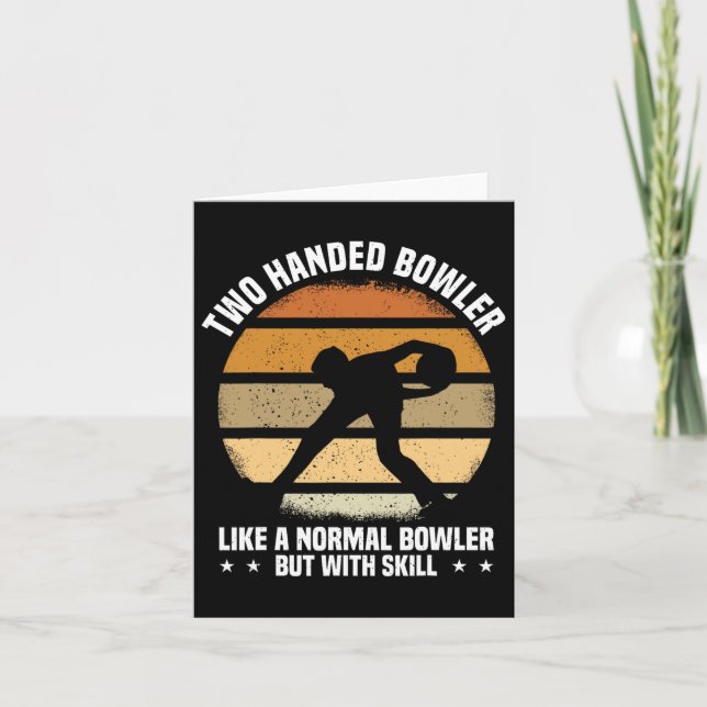 Mens Funny Bowling Two Handed Bowler  Card (Front)