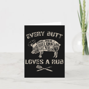 Mens Funny Butt Loves Rub Meat Bbq Smoker Smoking Card
