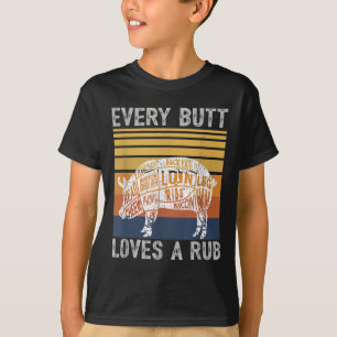 Mens Funny Butt Loves Rub Meat Bbq Smoker Smoking T-Shirt