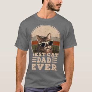 Mens Funny Cat Vintage Best Cat Dad Ever Bump Fit T-Shirt