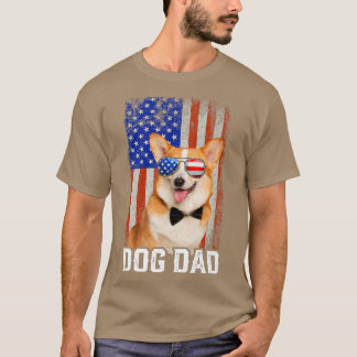 Mens Funny Corgi Dog Dad Usa Flag Fathers Day1151 T-Shirt