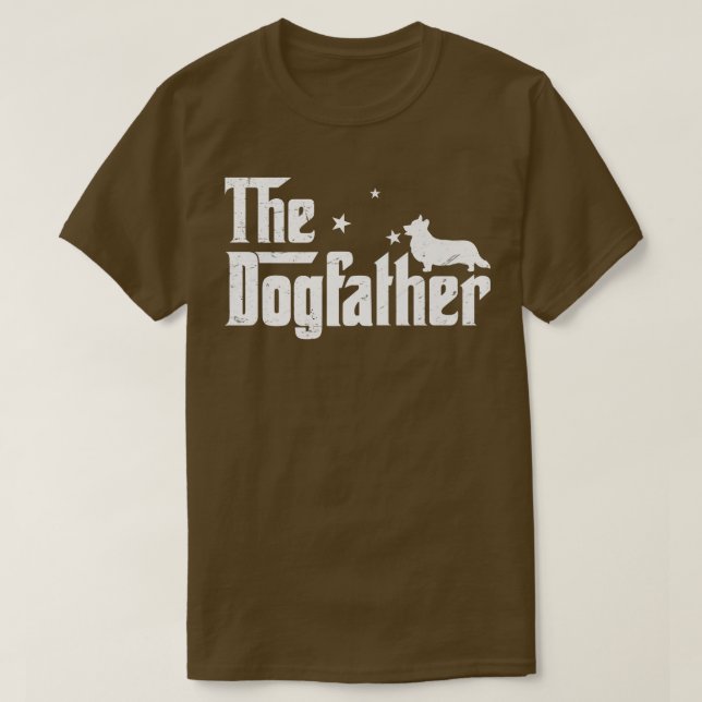 Mens Funny Corgi Dogfather Distressed Fathers Day1 T-Shirt (Design Front)