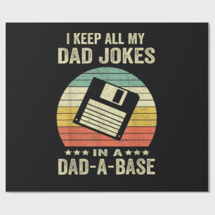 Mens Funny dad Jokes in dad-a-Base Wrapping Paper