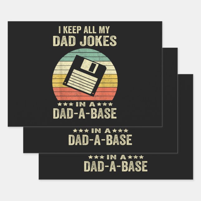 Mens Funny dad Jokes in dad-a-Base Wrapping Paper Sheet (Set)