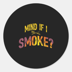Mens Funny Dad Loves Bbq Mind If I Smoke Grilling Classic Round Sticker