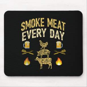 Mens Funny Dad Loves Bbq Smoke Meat Every Day Gril Mouse Pad