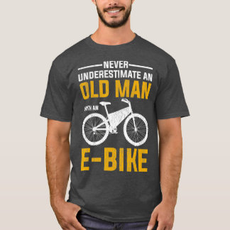 Mens Funny Electric Bike Design Old Man With An T-Shirt