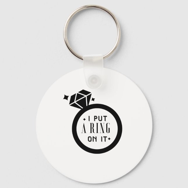 Men's Funny Engaged Marriage Engagemen Key Ring (Front)