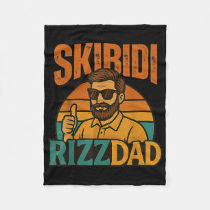 Mens Funny Father’s Day Skibidi Rizzdad Fleece Blanket