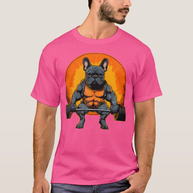 Mens Funny French Bulldog Weightlifting Fitness Gy T-Shirt (Front)