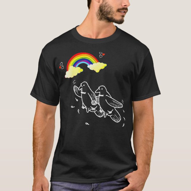 Mens Funny Gay Rainbow Birds LGBT Pride Parade T-Shirt (Front)