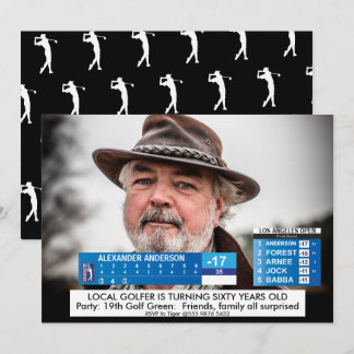 Mens Funny 🏌️♂Golf News 40th 50th 60th Birthday Invitation