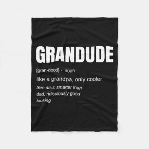 Mens Funny Grandude Cool Grandpa Novelty  Fleece Blanket