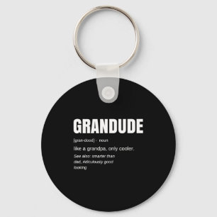 Mens Funny Grandude Cool Grandpa Novelty  Key Ring