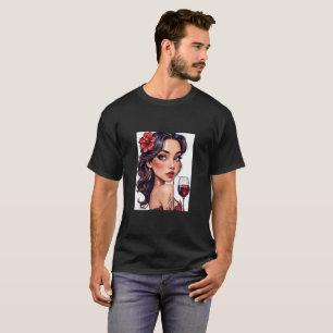 Mens Funny Graphic Image Novelty Wine Women T-Shirt