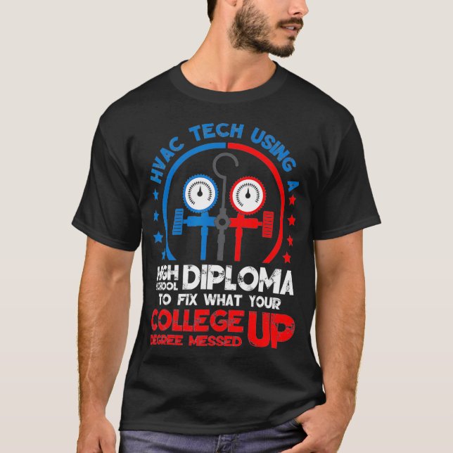 Mens Funny HVAC Tech Distressed Apparel AC Technic T-Shirt (Front)