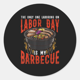 Mens Funny Labour Day Barbecue T Shirt Bbq Party H Classic Round Sticker