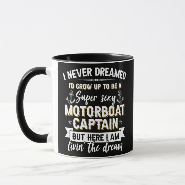 Mens Funny Motorboat Captain Boat Lover Boating Mug (Left)