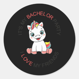 Mens Funny My Bachelor Party Cute Unicorn Bachelor Classic Round Sticker