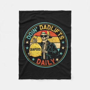 Mens Funny New Dad Doin' Dadlifts Daily Men Father Fleece Blanket