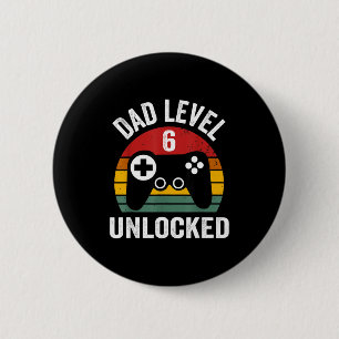 Mens Funny New Dad Shirt Dad Level 6 Unlocked For  6 Cm Round Badge