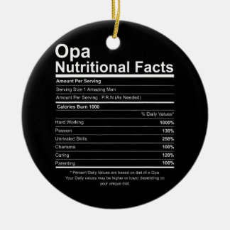 Mens Funny Opa Grandfather Dad Nutrition Fact Ceramic Tree Decoration