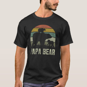 Mens Funny Papa Bear  Cub 2 Kids Fathers Day Grand T-Shirt