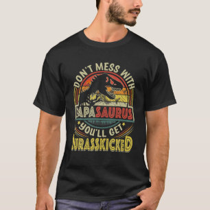 Mens Funny Papa Rex Saurus Father's Day Christmas T-Shirt