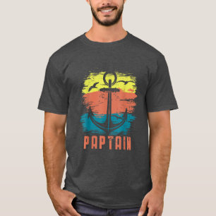 Mens Funny Paptain Retro Vintage Cool Anchor Dad F T-Shirt