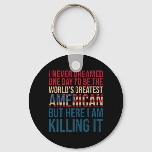 Mens Funny Patriotic Phrase Aamerican Flag Citizen Key Ring