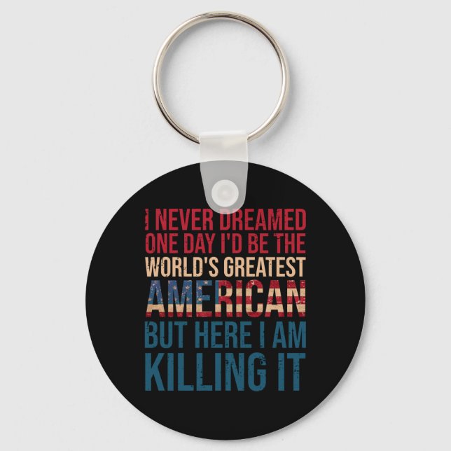Mens Funny Patriotic Phrase Aamerican Flag Citizen Key Ring (Front)