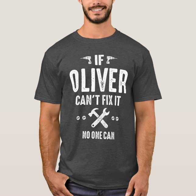 Mens Funny Personalised Name Oliver T-Shirt (Front)