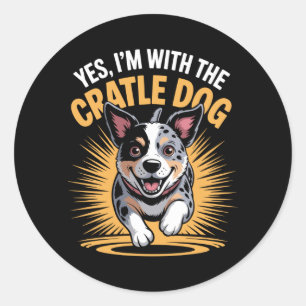 Mens Funny Pet Dog With The Crazy Australian Classic Round Sticker