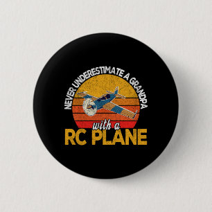 Mens Funny Rc Plane Grandpa Model Aeroplane Pilot 6 Cm Round Badge