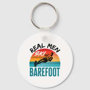 Mens Funny Refoot Water Skiing Skier Real Men Ski Key Ring