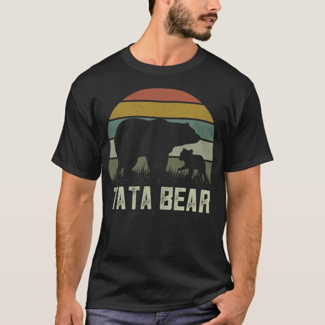 Mens Funny Tata Bear s Cub Kid Fathers Day Indian T-Shirt (Front)
