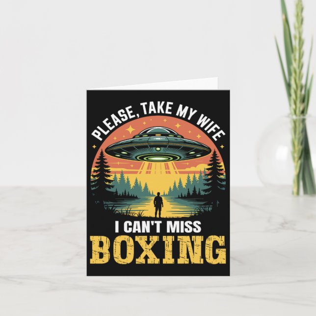 Mens Funny Ufo Boxing Joke Alien Abduction Retro  Card (Front)