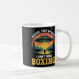 Mens Funny Ufo Boxing Joke Alien Abduction Retro Coffee Mug