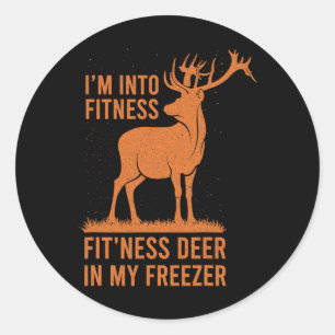 Mens Funny Vintage Hunter I'm Into Fitness Deer Hu Classic Round Sticker