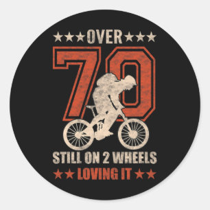Mens Funny Vintage Mountain Biking Cyclist Bicycle Classic Round Sticker