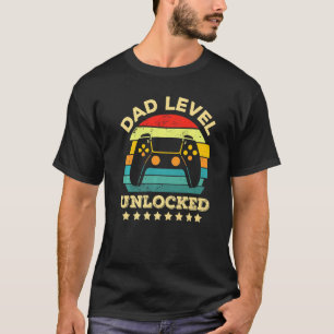 Mens Funny Vintage New Dad Father's Day Dad Level T-Shirt